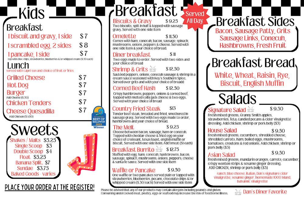 Dan's Diner Menu image 1