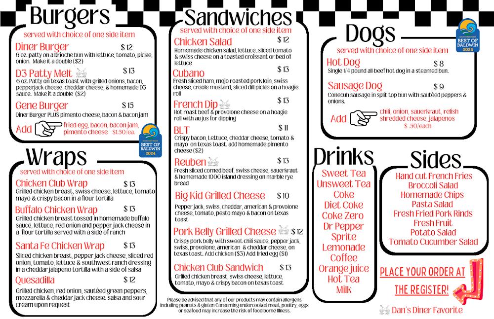 Dan's Diner Menu image 2
